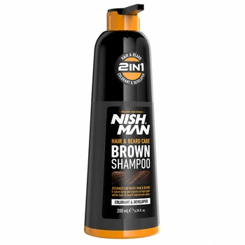 Nishman Hair &amp; Beard Brown Shampoo – Farbshampoo für Haare und Bart, Braun, 200 ml