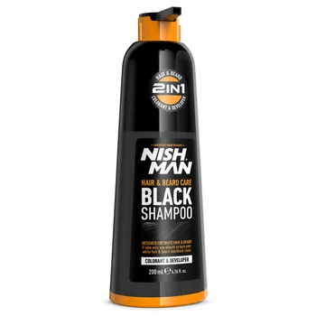 Nishman Hair &amp; Beard Black -Shampoo – Farbpflegeshampoo für Haare und Bart, schwarz, 200 ml