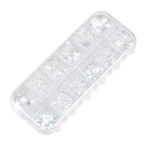Clavier Nail Art Dekoration Konfetti in einer Kassette Mix von 12 Formen