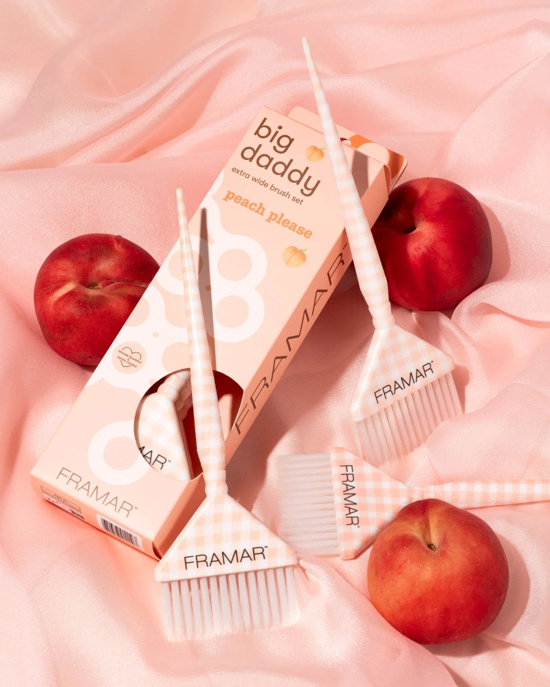 Framar Peach Please – Set mit 3 breiten Big Daddy-Pinseln zum Färben
