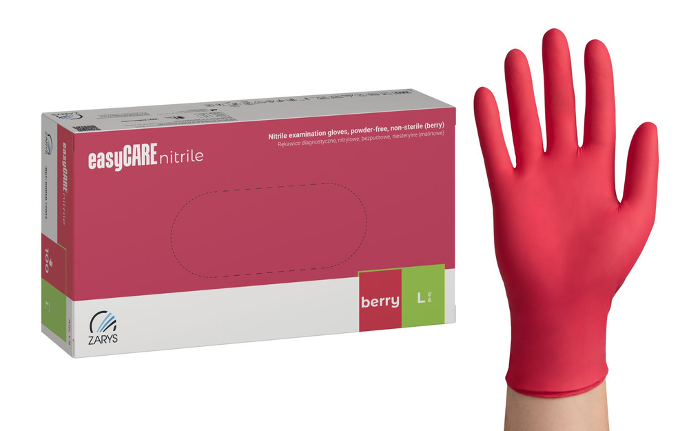 Zarys Pflegeleichte himbeerfarbene Nitrilhandschuhe L 100 Stk.