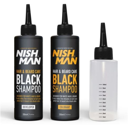 Nishman Schwarzes Shampoo Schwarzes Entbleichungsshampoo 2x200 ml