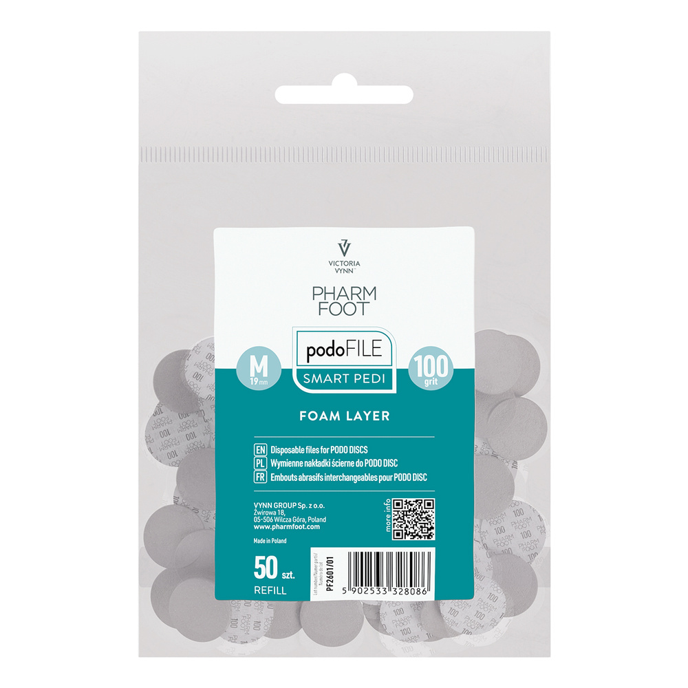 Pharm Foot Podo File Foam Layer 100 M Ersatz-Schleifpads für Podo Disc 50 Stück. - Nachfüllbeutel