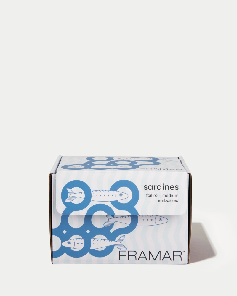 Framar Blue Sardines – geriffelte Friseurfolie auf einer Rolle, 100 m