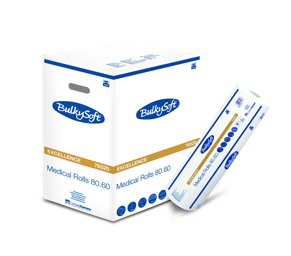 BulkySoft Excellence Medizinische Zelluloseunterlage 60 cm x 80 m, 2-lagig, 1 Rolle