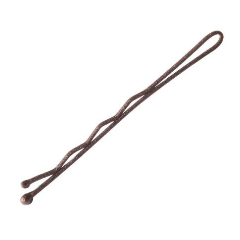 Braune, matte, kurze, gekräuselte Pins mit zwei Kugeln 50mm 100 Stück.
