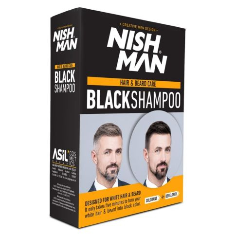 Nishman Schwarzes Shampoo Schwarzes Entbleichungsshampoo 2x200 ml
