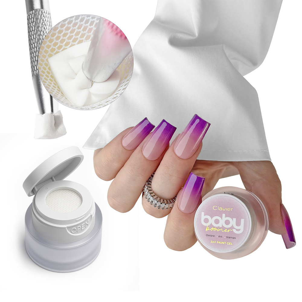 Clavier Baby Boomer 3-in-1-Gel Ombre Art Stamps R12 Plum 3 g
