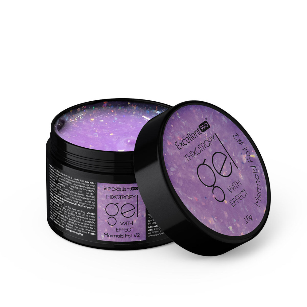 Excellent PRO Thixotropie Gel mit Effekt Mermaid Folie 2 Nagelgel 15g