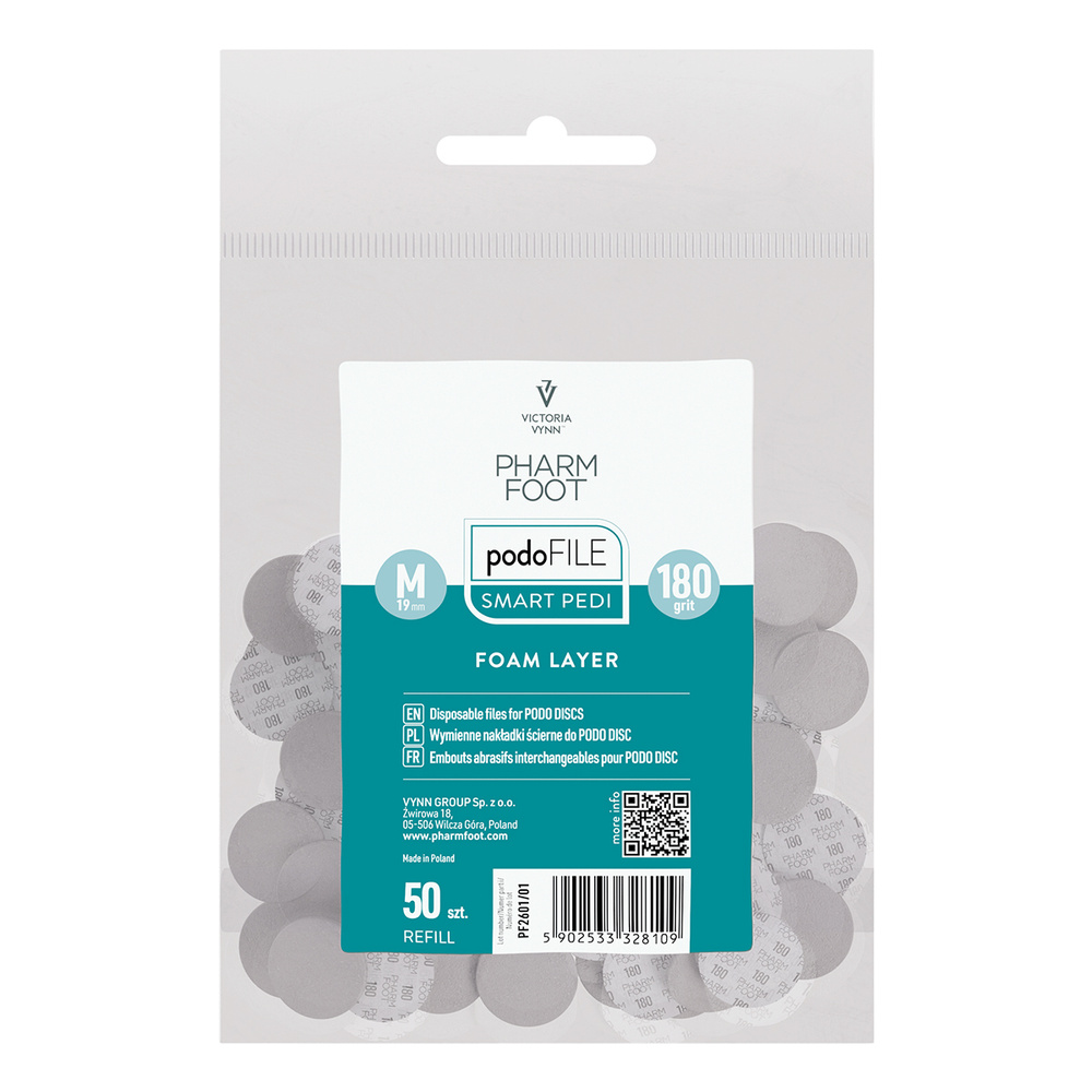 Pharm Foot Podo File Foam Layer 180 M Ersatz-Schleifpads für Podo Disc 50 Stück. - Nachfüllbeutel