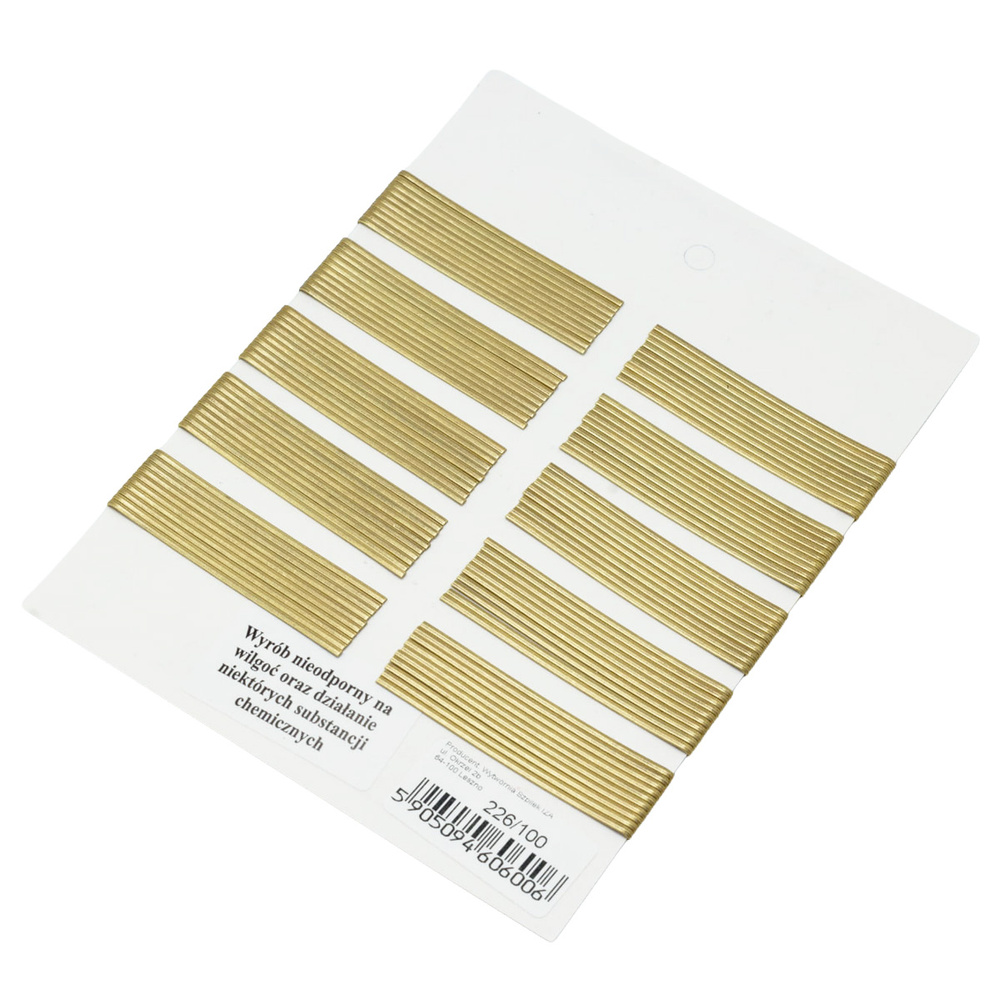 Iza Haarklammern ohne Kugeln, goldfarben, 60 mm, 100 Stück