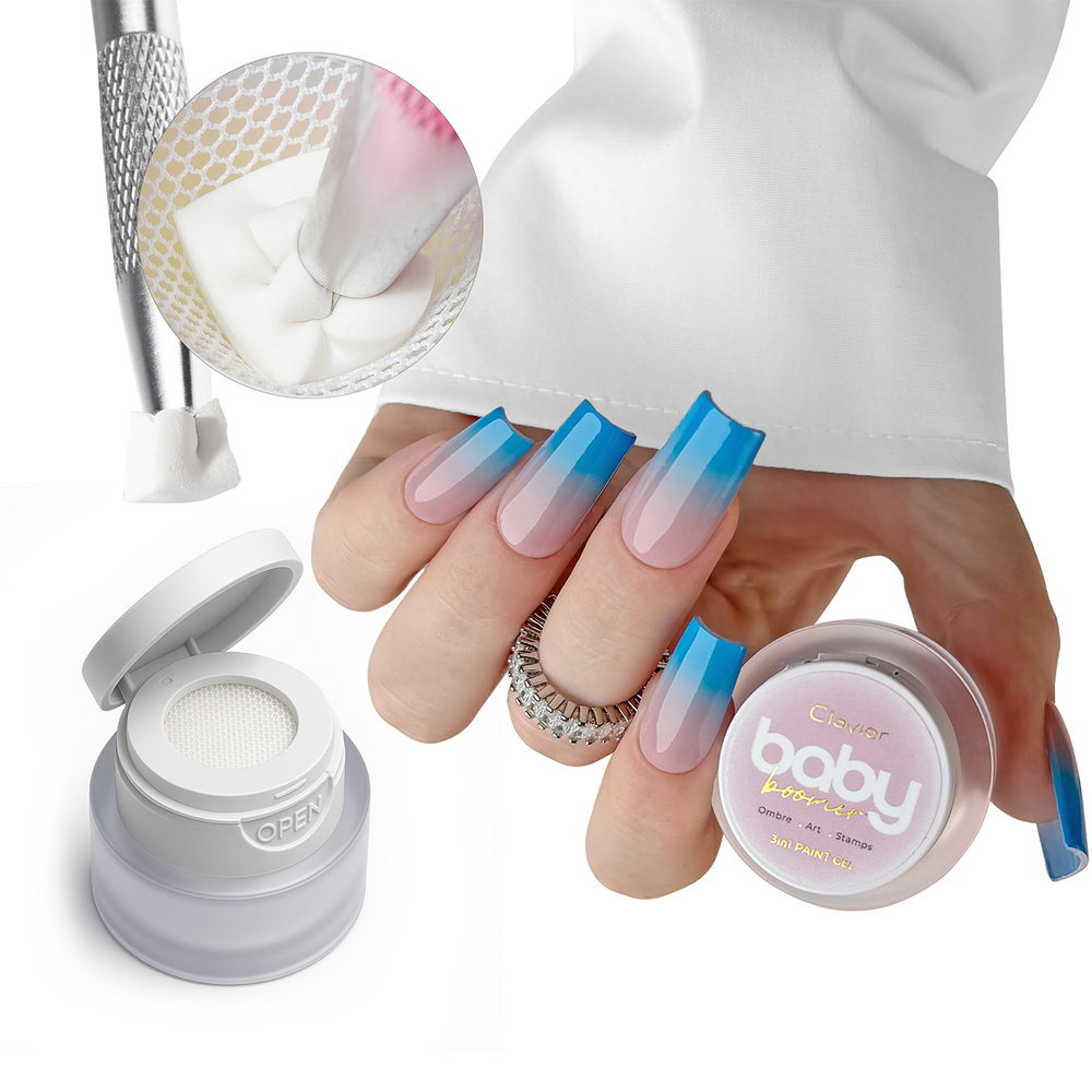 Clavier Baby Boomer Paint Gel 3-in-1 Ombre Art Stamps R10 Blueberry 3 g