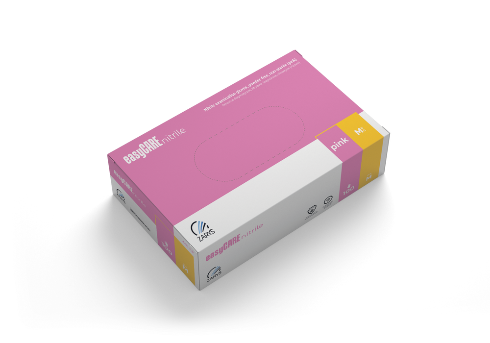 Zarys Easy Care Rosa Nitril-Handschuhe M 100 Stk.