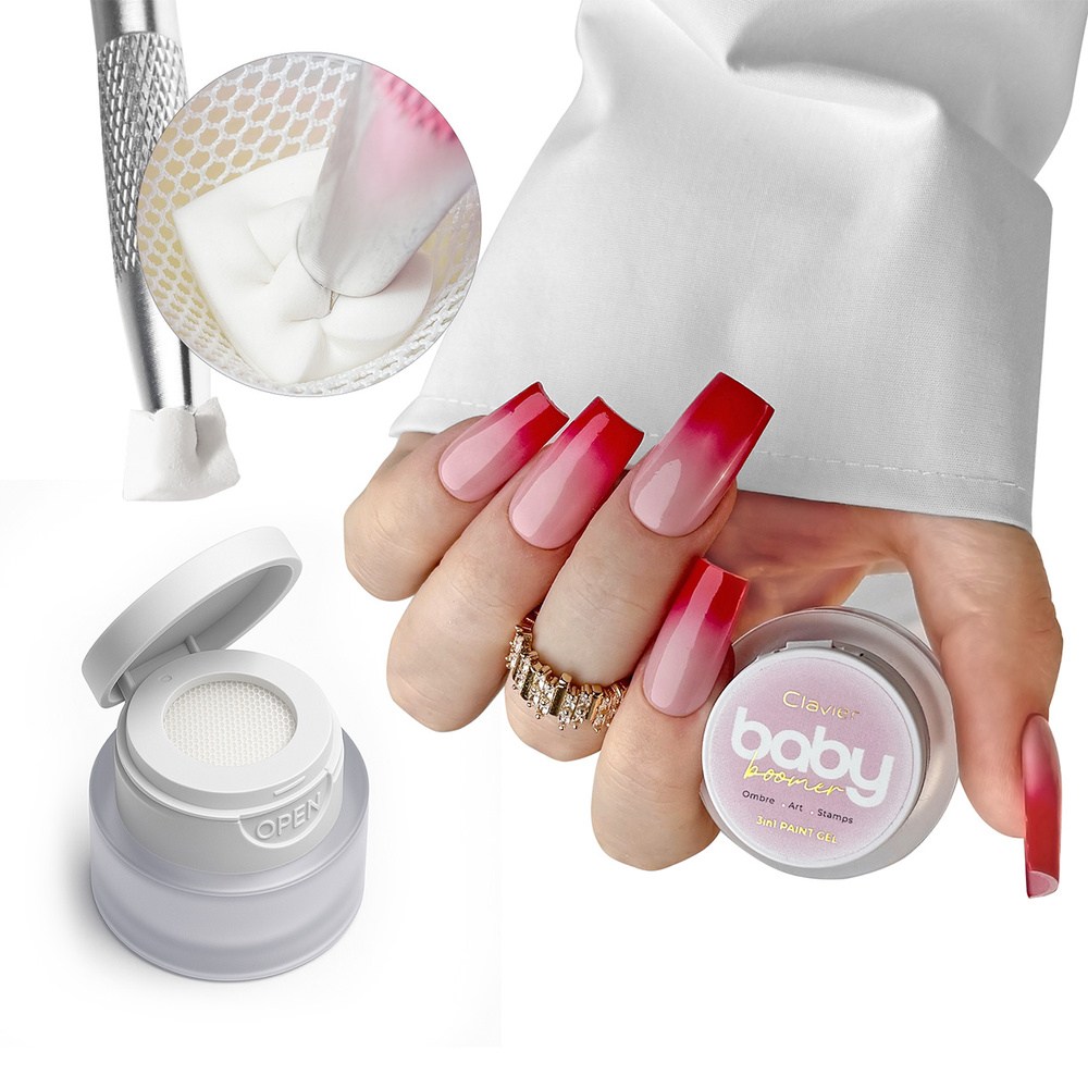 Clavier Baby Boomer Paint Gel 3-in-1 Ombre Art Stamps R02 Strawberry 3 g