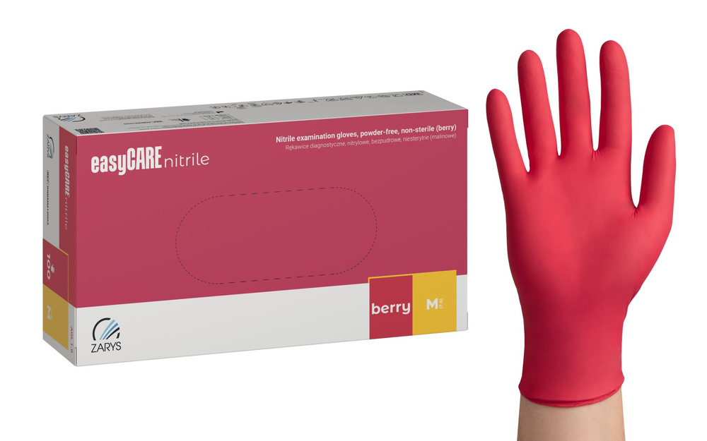 Zarys Pflegeleichte himbeerfarbene Nitrilhandschuhe M 100 Stk.