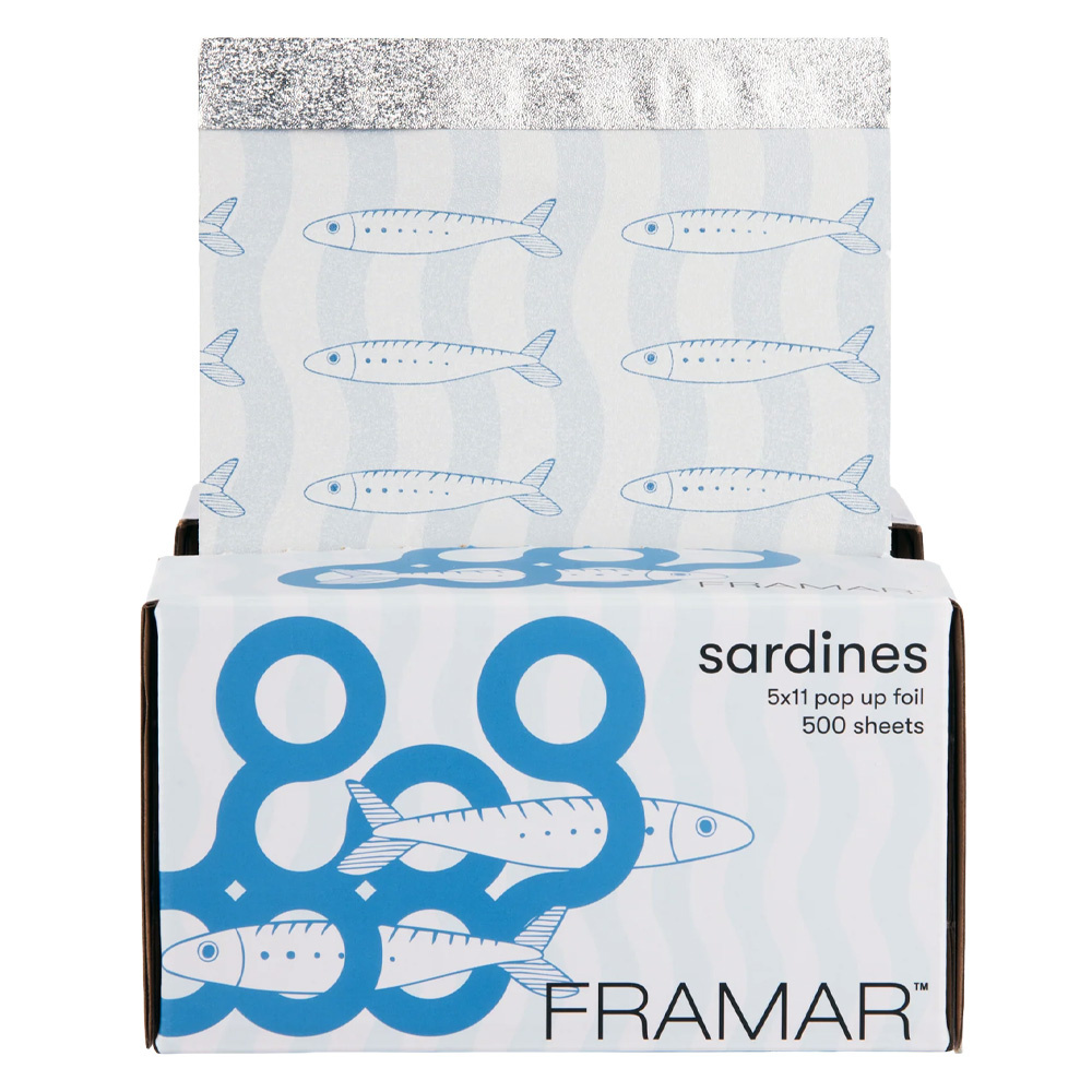 Framar Blue Sardines Geriffelte Friseurfolie in Bögen, 500 Stück