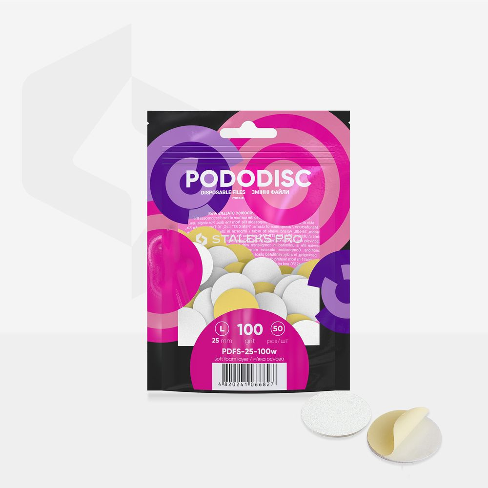 Staleks Weiße Feilen auf weicher Unterlage Pododisc L Expert 100 50pcs