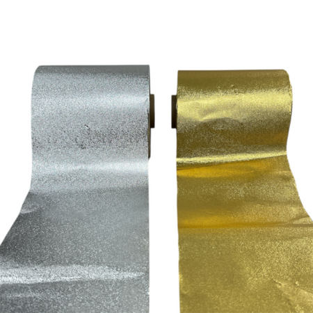 Aluminium-Frisierfolie Gold geriffelt mit Zuführung 100 Meter 