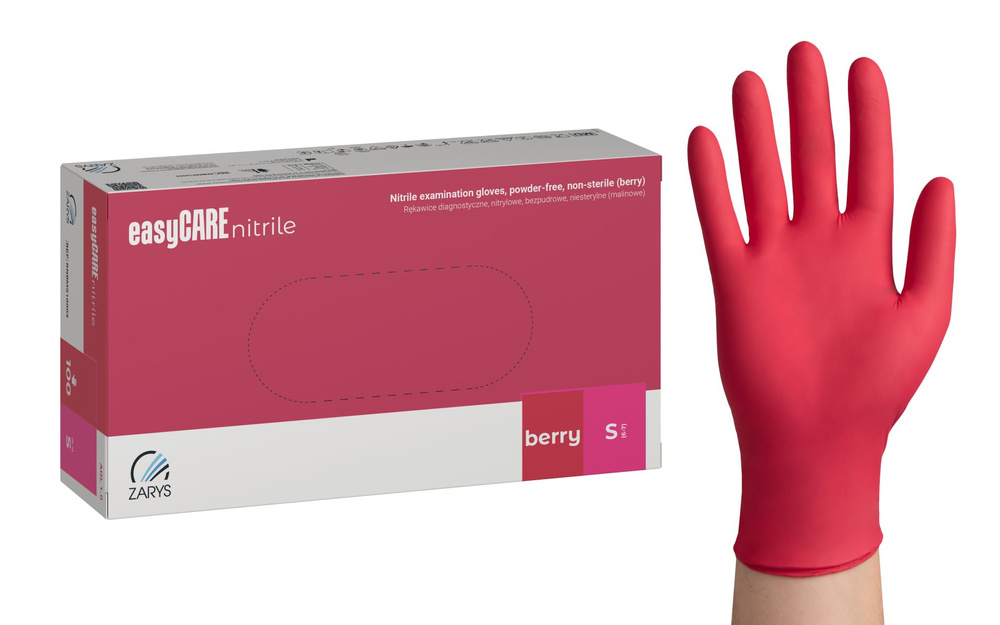 Zarys Pflegeleichte himbeerfarbene Nitrilhandschuhe S 100 Stk.
